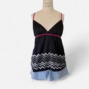 Y2K Missoni Chevron Babydoll Top